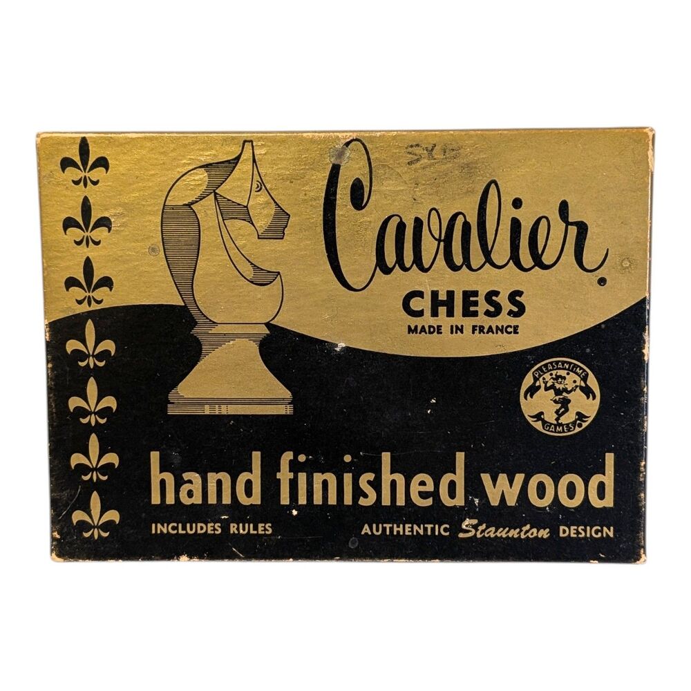 Cavalier Chess Set Hand Finished Wood Staunton Design Vtg 32Pcs France NP2